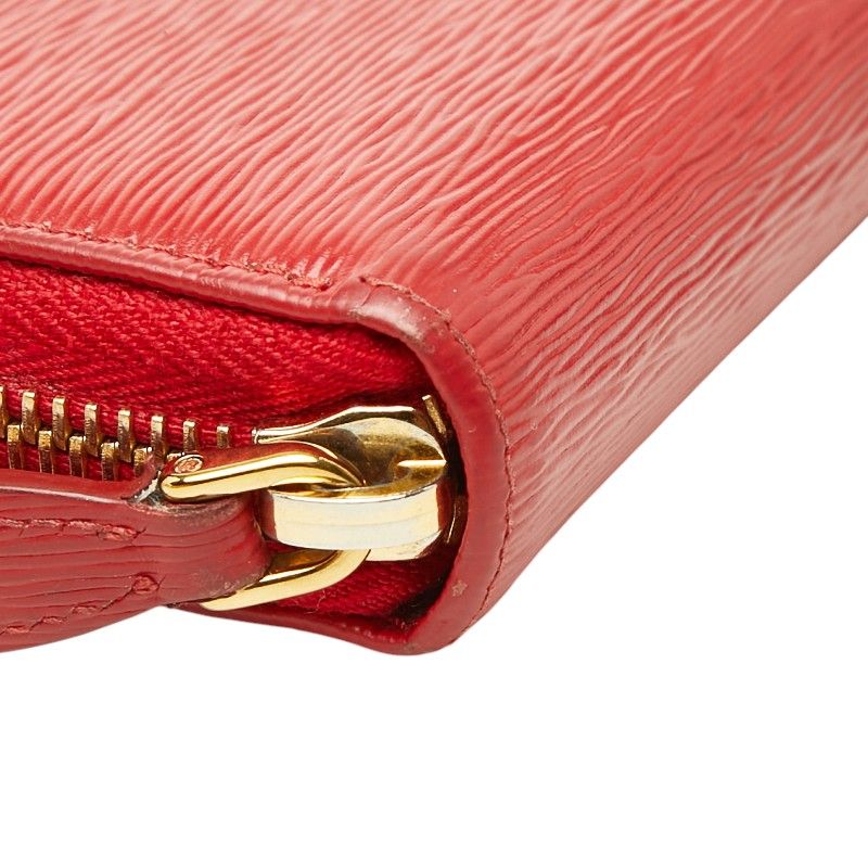 Prada Vitello Move Zip Around Wallet Red Leather — view 5