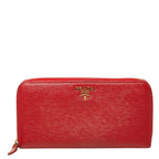 Prada Vitello Move Zip Around Wallet Red Leather