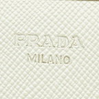Prada Saffiano Triangle Plate Flap Wallet Zip Around Off White Leather — view 6