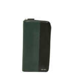 Prada Saffiano Organizer Zip Around Wallet Dark Green Leather