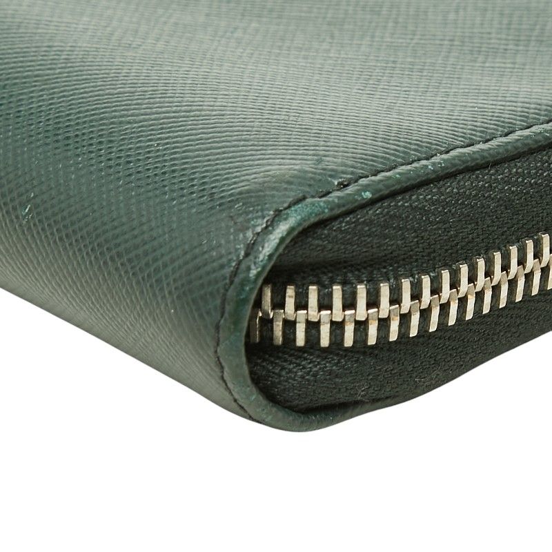 Prada Saffiano Organizer Zip Around Wallet Dark Green Leather — view 4