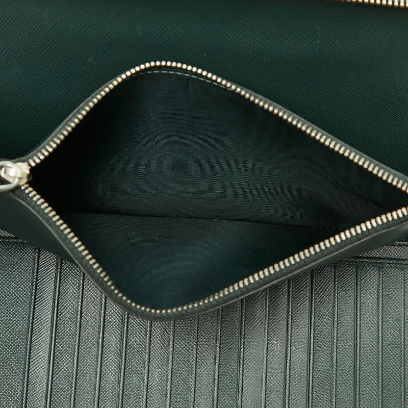 Prada Saffiano Organizer Zip Around Wallet Dark Green Leather — view 7