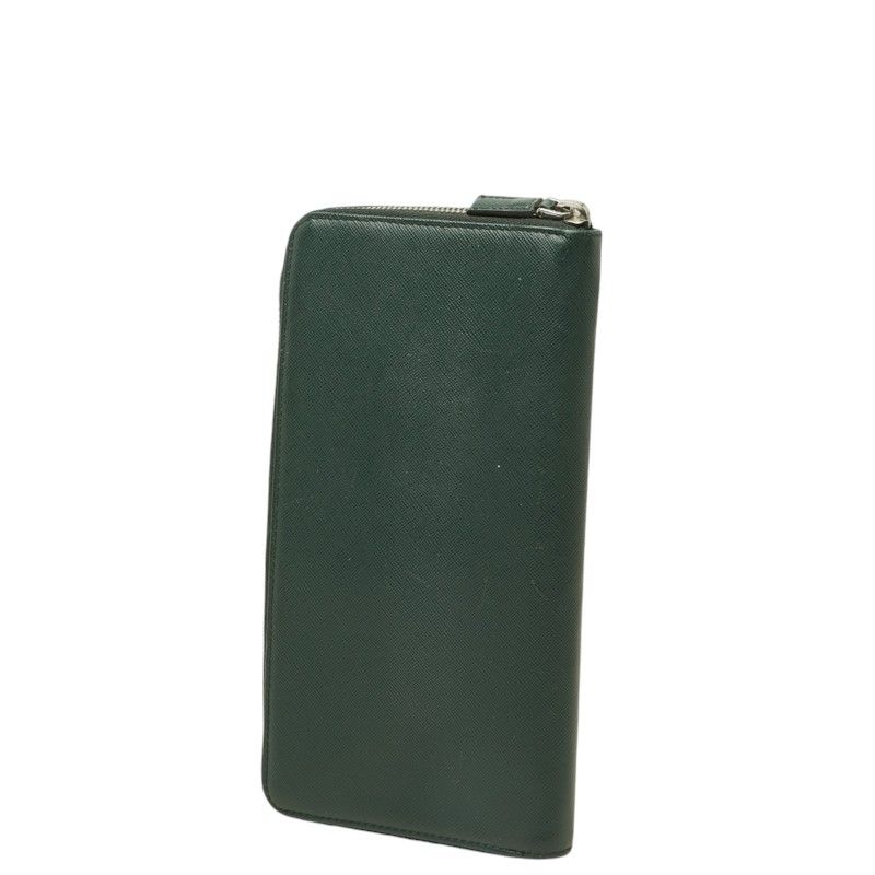 Prada Saffiano Organizer Zip Around Wallet Dark Green Leather — view 2