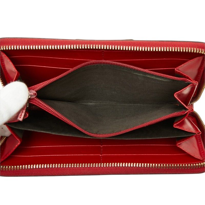 Gucci Guccissima Ribbon Motif Zip Around Wallet Red Leather — view 6