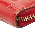 Gucci Guccissima Ribbon Motif Zip Around Wallet Red Leather — view 4