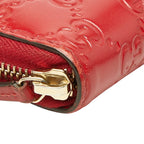 Gucci Guccissima Ribbon Motif Zip Around Wallet Red Leather — view 5