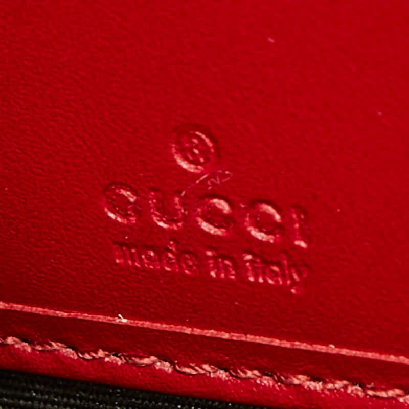 Gucci Guccissima Ribbon Motif Zip Around Wallet Red Leather — view 7