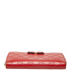 Gucci Guccissima Ribbon Motif Zip Around Wallet Red Leather — view 3