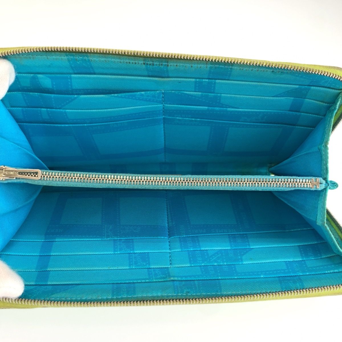 Hermes Azap Long Silk'in Wallet Green Blue Silver Veau Epsom — view 4