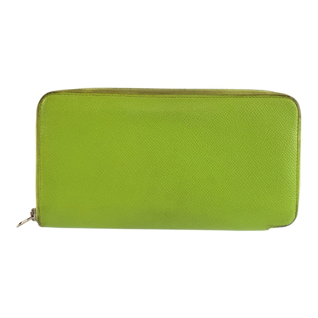 Hermes Azap Long Silk'in Wallet Green Blue Silver Veau Epsom
