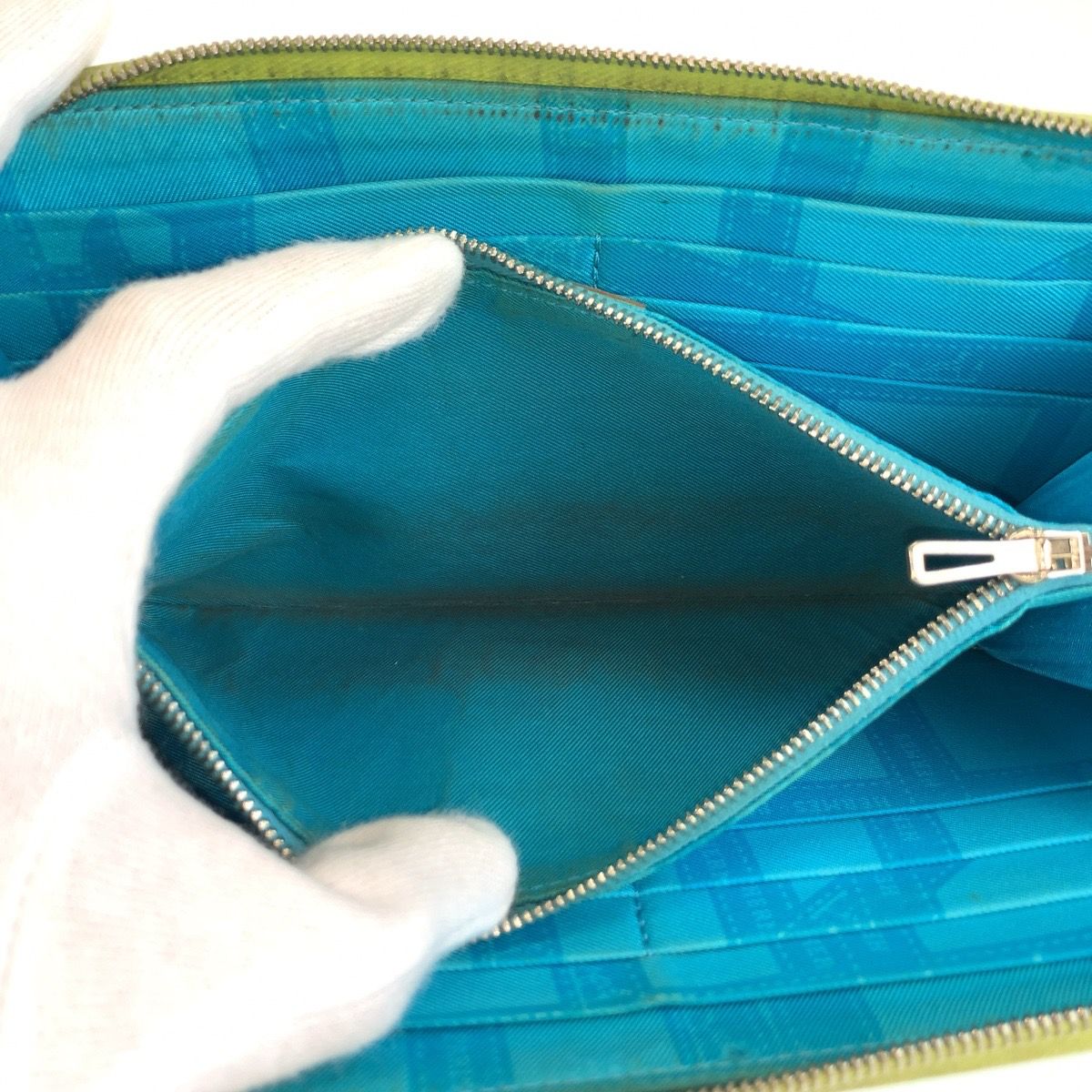 Hermes Azap Long Silk'in Wallet Green Blue Silver Veau Epsom — view 5