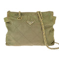 Prada Tessuto Chain Shoulder Bag Khaki Nylon