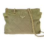 Prada Tessuto Chain Shoulder Bag Khaki Nylon