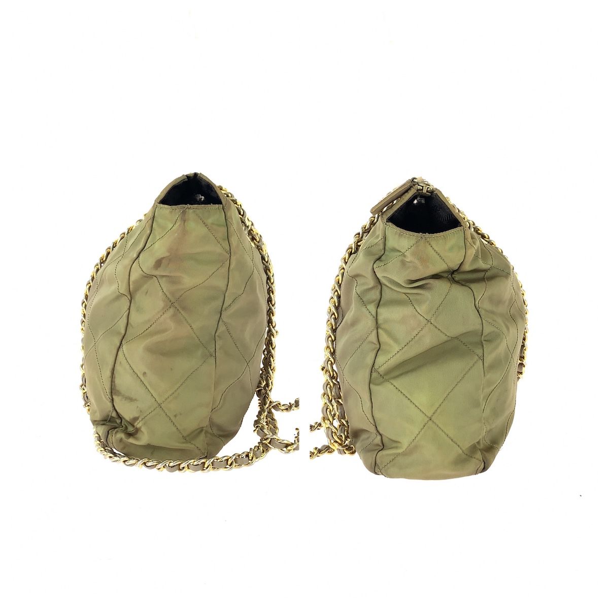 Prada Tessuto Chain Shoulder Bag Khaki Nylon — view 8