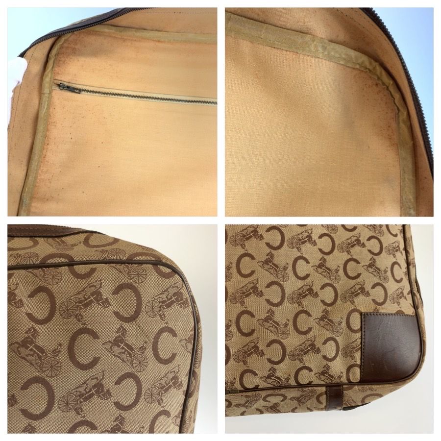Celine C Macadam Boston Bag Brown Gold Canvas — view 5