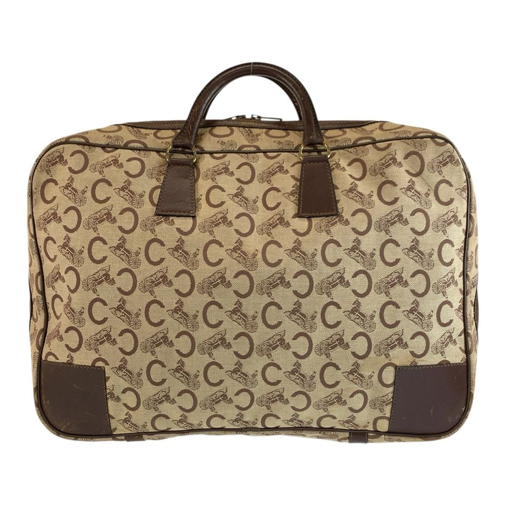 Celine C Macadam Boston Bag Brown Gold Canvas