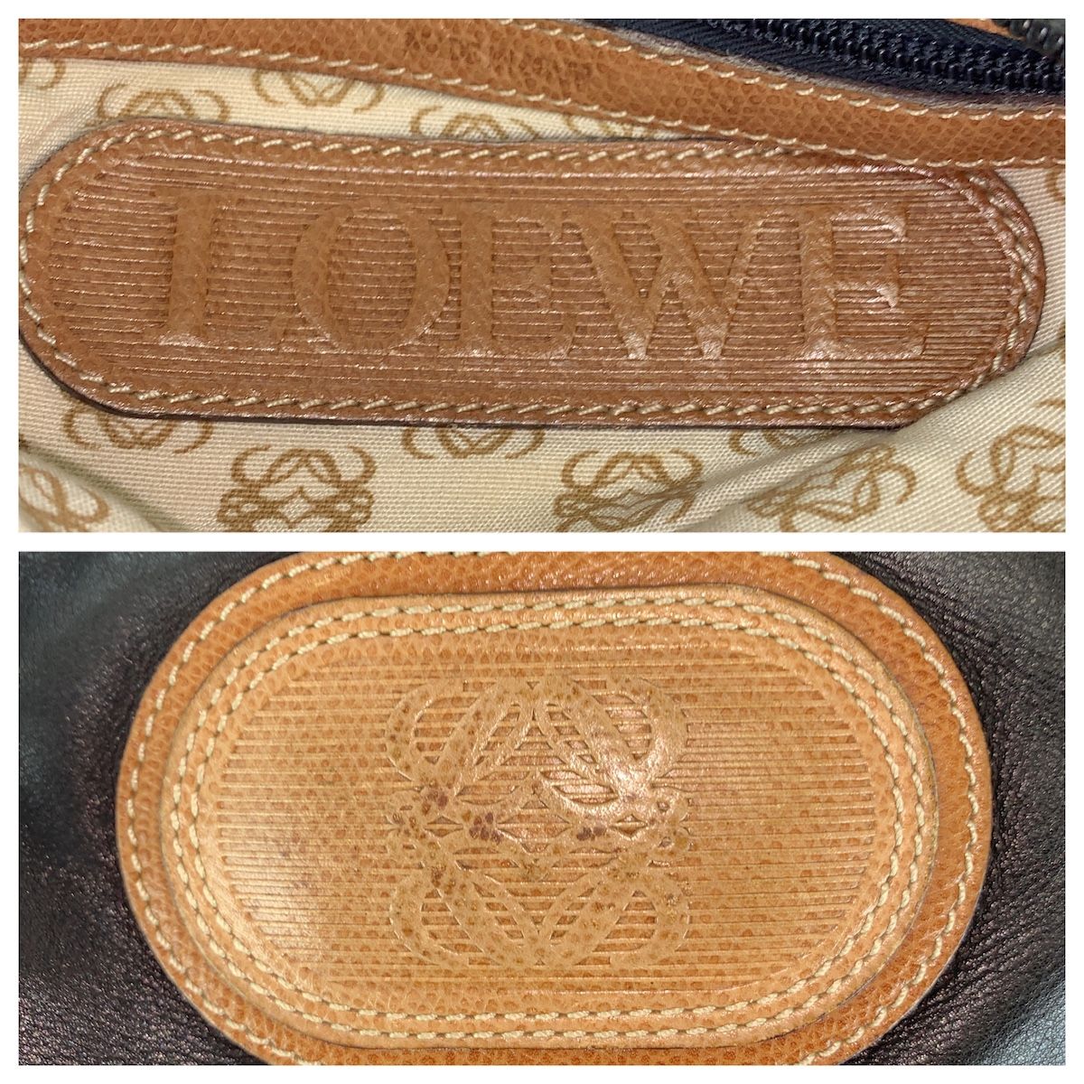 Loewe Anagram Shoulder Bag Black Brown Silver Leather — view 4