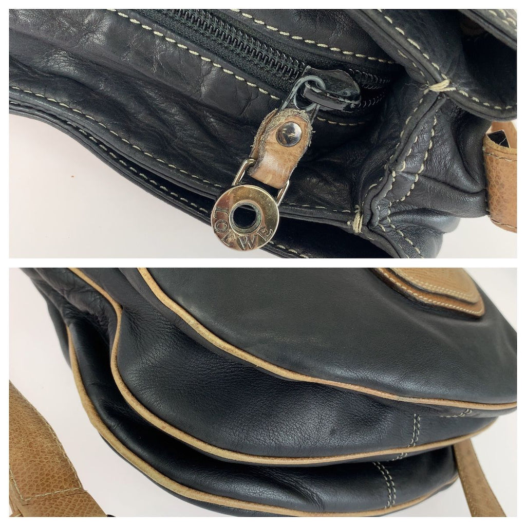 Loewe Anagram Shoulder Bag Black Brown Silver Leather — view 5