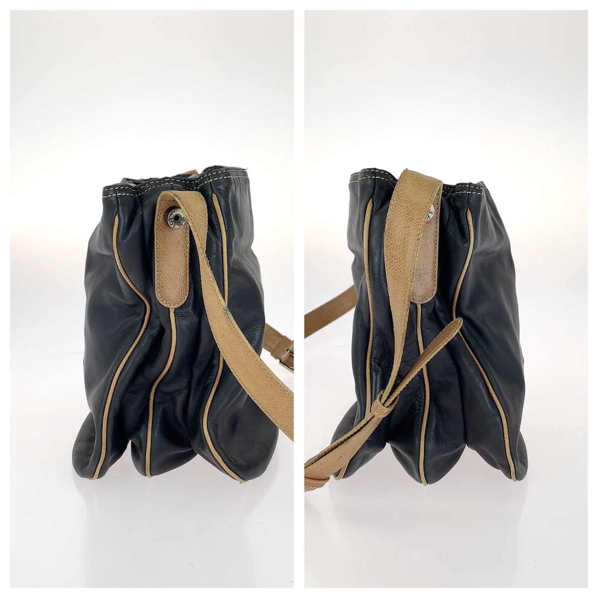 Loewe Anagram Shoulder Bag Black Brown Silver Leather — view 8