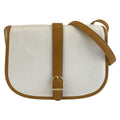 Celine Shoulder Bag Pochette White Brown Gold Leather