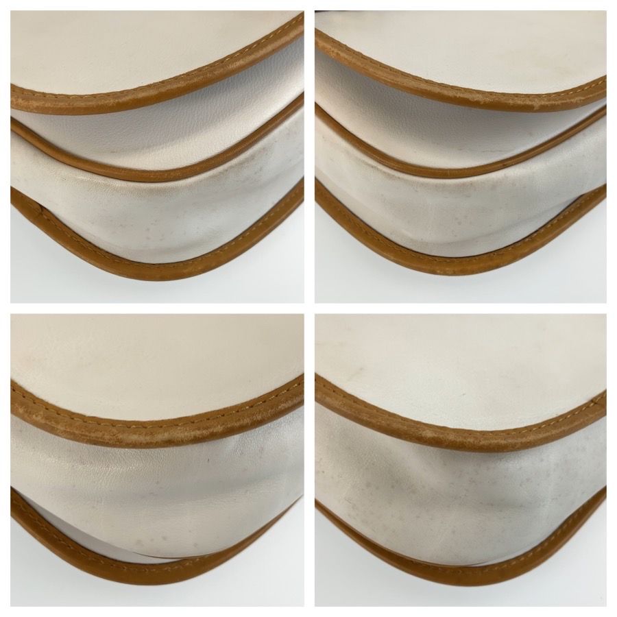 Celine Shoulder Bag Pochette White Brown Gold Leather — view 4