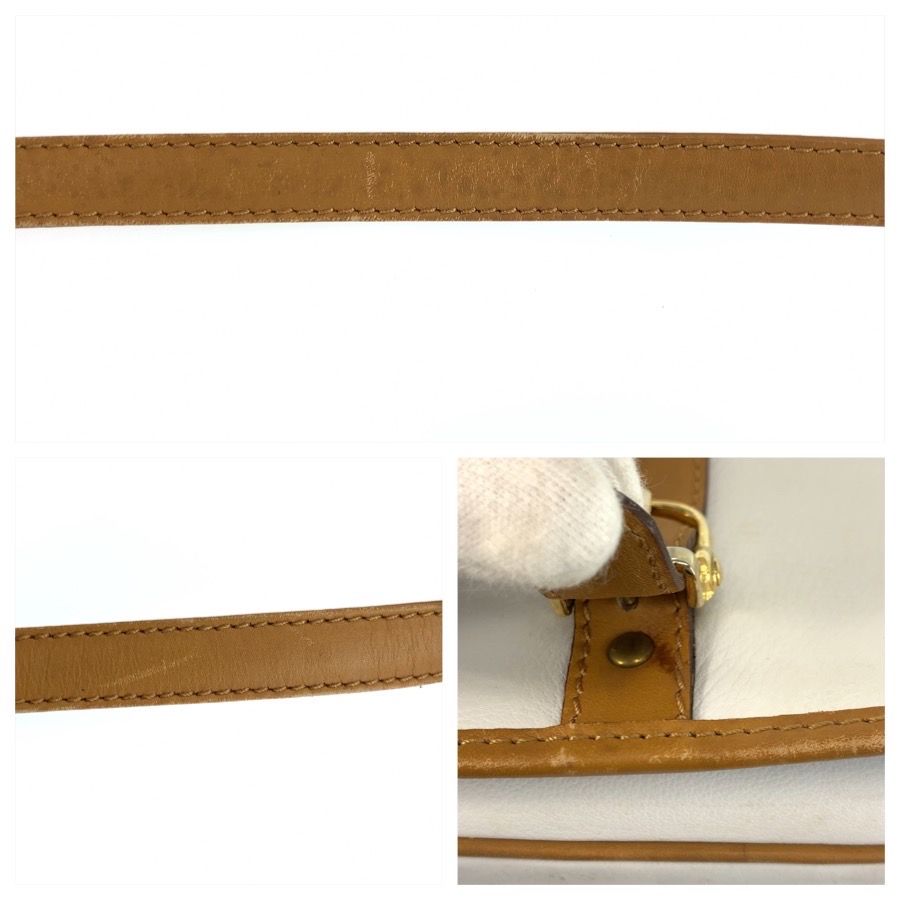 Celine Shoulder Bag Pochette White Brown Gold Leather — view 7
