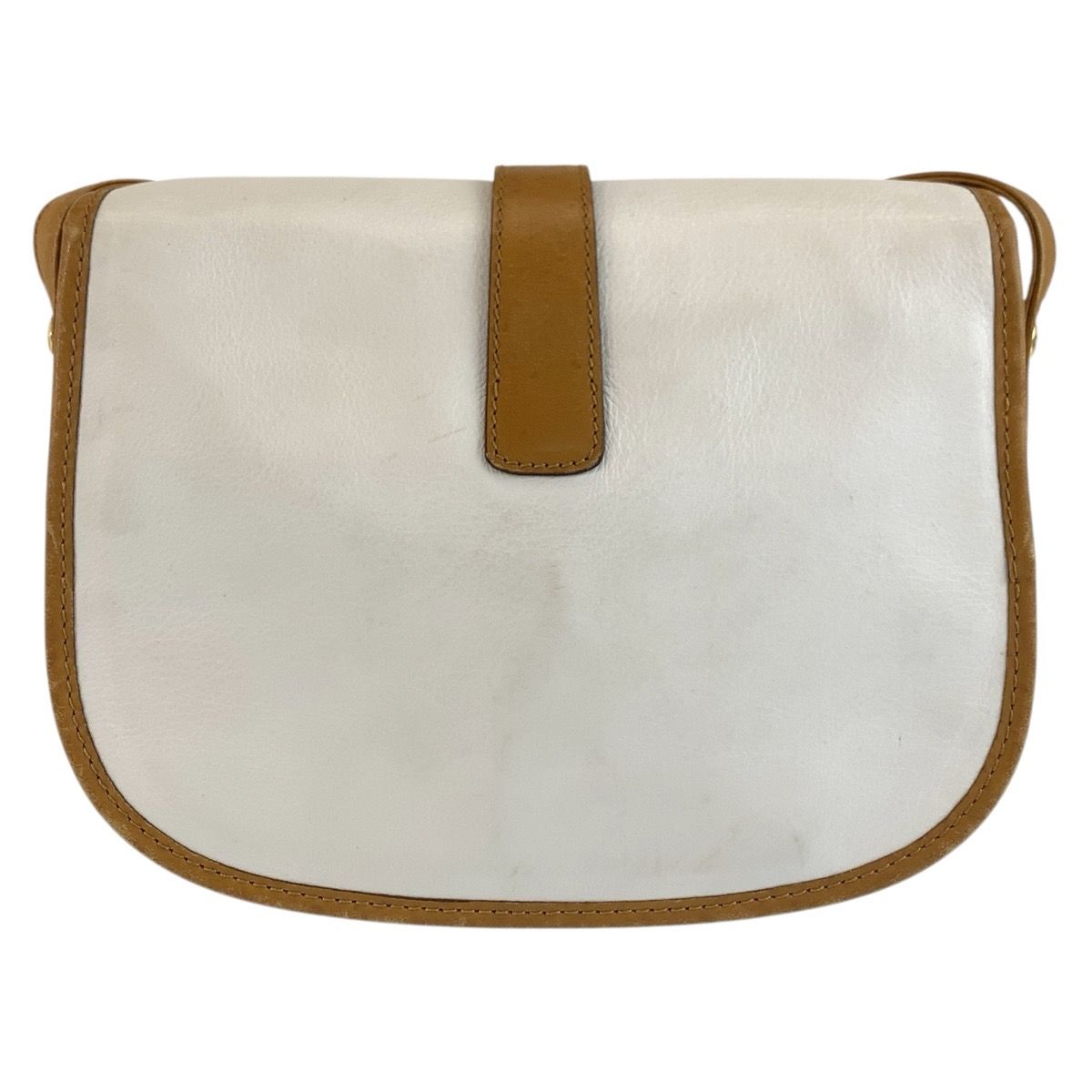 Celine Shoulder Bag Pochette White Brown Gold Leather — view 2