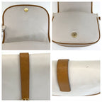 Celine Shoulder Bag Pochette White Brown Gold Leather — view 5
