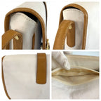 Celine Shoulder Bag Pochette White Brown Gold Leather — view 6