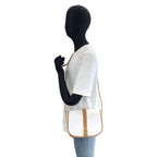 Celine Shoulder Bag Pochette White Brown Gold Leather — view 8
