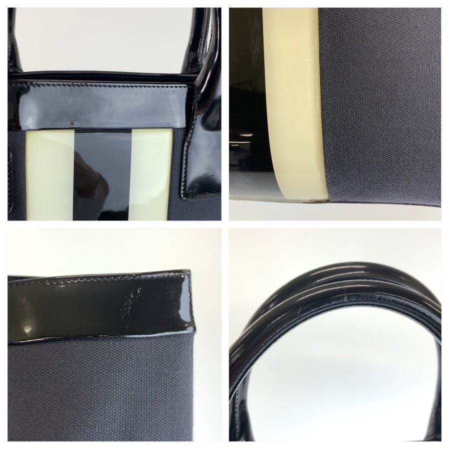 Gucci Sherry Line Tote Bag Black Canvas Patent — view 7