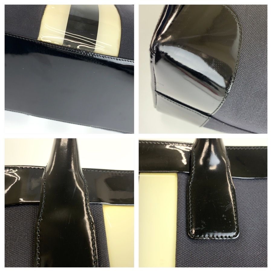 Gucci Sherry Line Tote Bag Black Canvas Patent — view 6