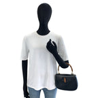 Gucci Bamboo Handbag 000 46 Black Gold Leather — view 7