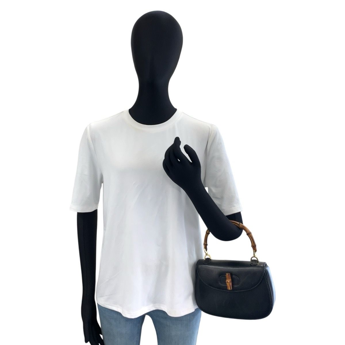 Gucci Bamboo Handbag 000 46 Black Gold Leather — view 7