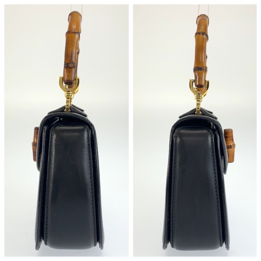Gucci Bamboo Handbag 000 46 Black Gold Leather — view 8
