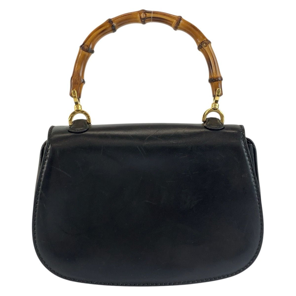 Gucci Bamboo Handbag 000 46 Black Gold Leather — view 2