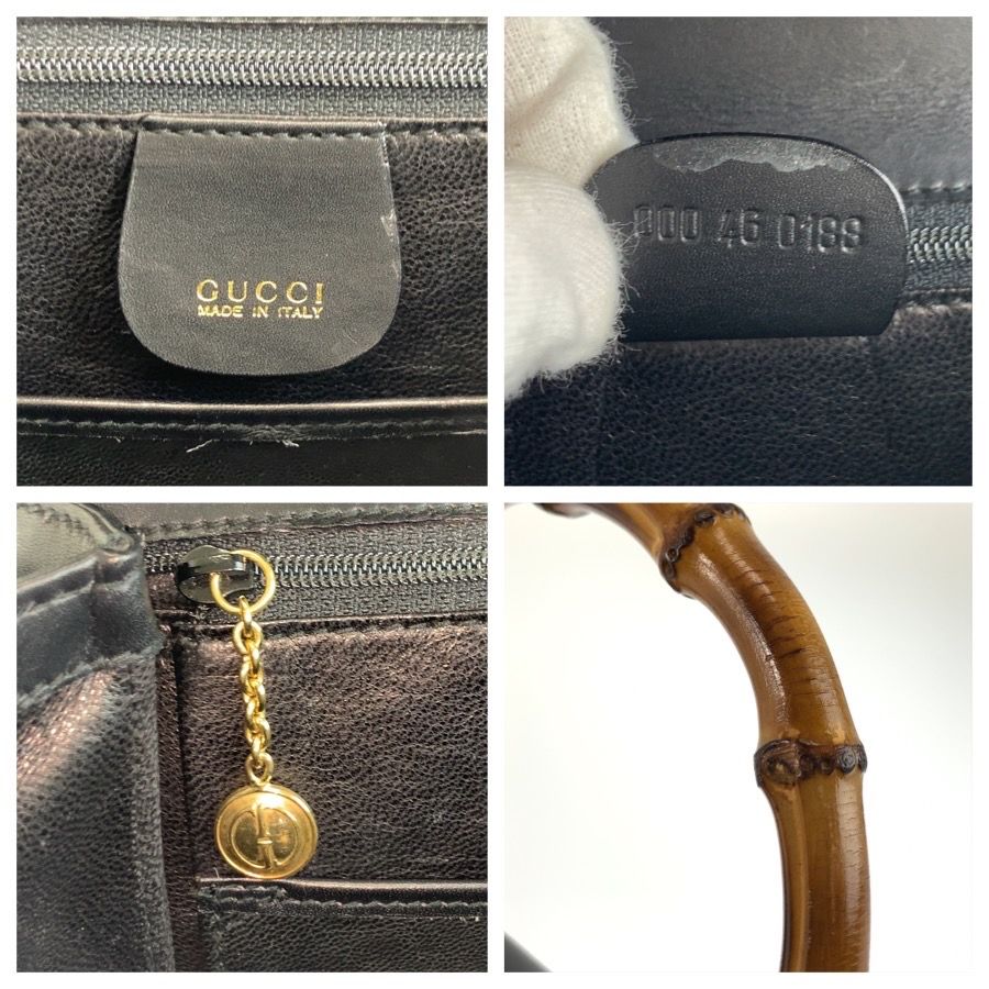 Gucci Bamboo Handbag 000 46 Black Gold Leather — view 3