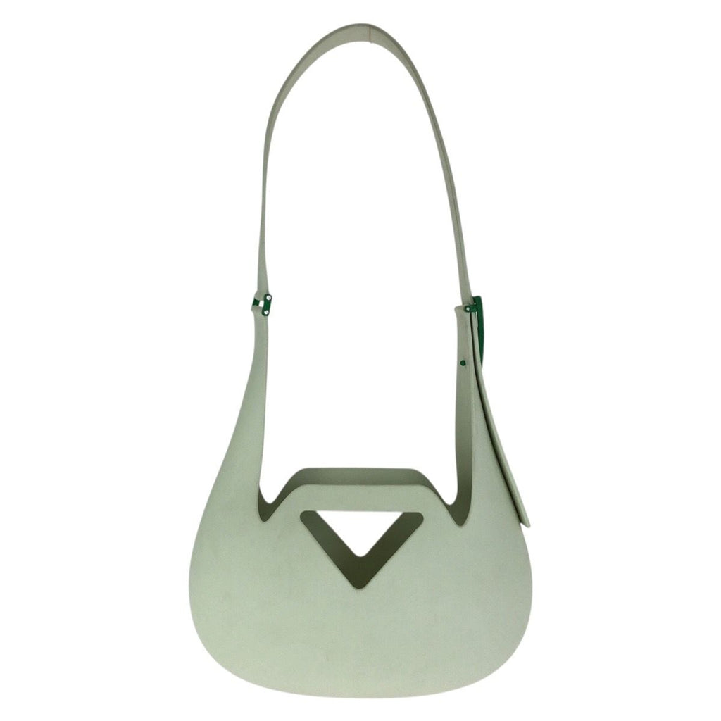 Bottega Veneta the Point Punch Shoulder Bag Green Rubber