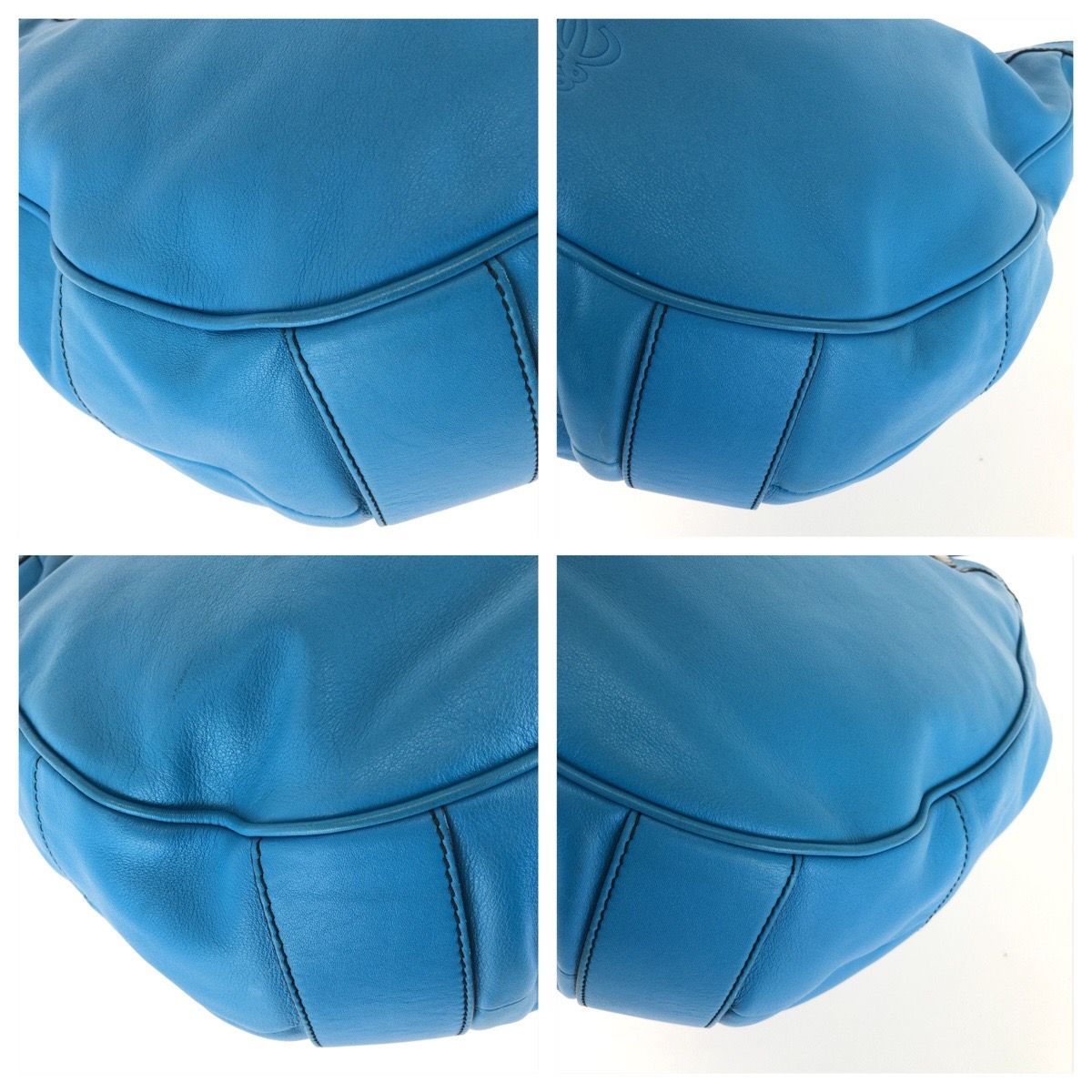 Loewe Anagram Shoulder Bag 2-Way Blue Silver Leather — view 3