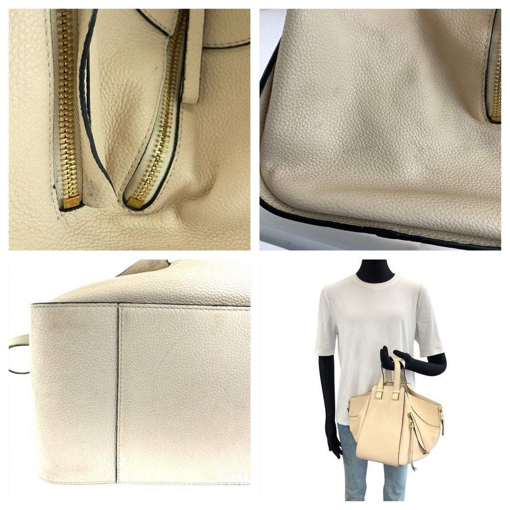 Loewe Hammock Handbag White Beige Gold Leather — view 6