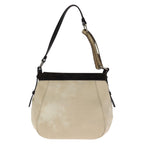 Saint Laurent Liv Gauche Mombasa Shoulder Bag White Ivory Brown Canvas Leather — view 2