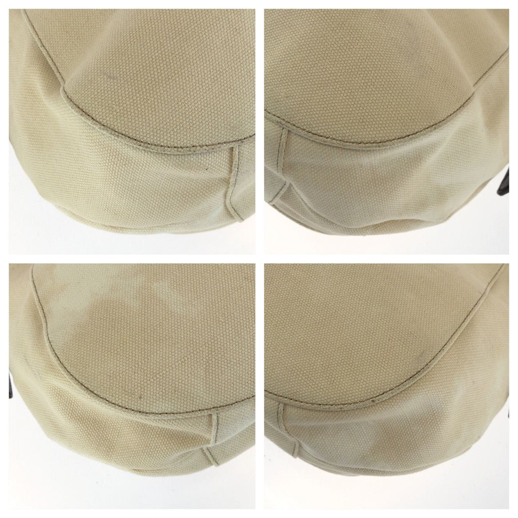 Saint Laurent Liv Gauche Mombasa Shoulder Bag White Ivory Brown Canvas Leather — view 3