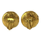 Chanel CC Logo Earrings Blue Gold Plated 95P — view 2