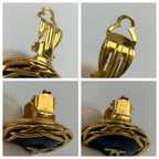 Chanel CC Logo Earrings Blue Gold Plated 95P — view 5