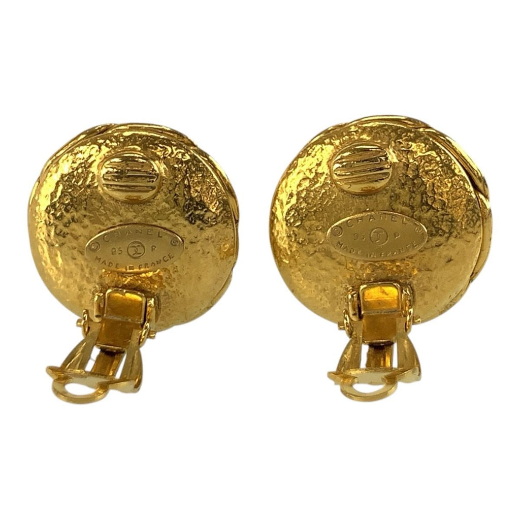 Chanel CC Logo Earrings Blue Gold Plated 95P — view 3