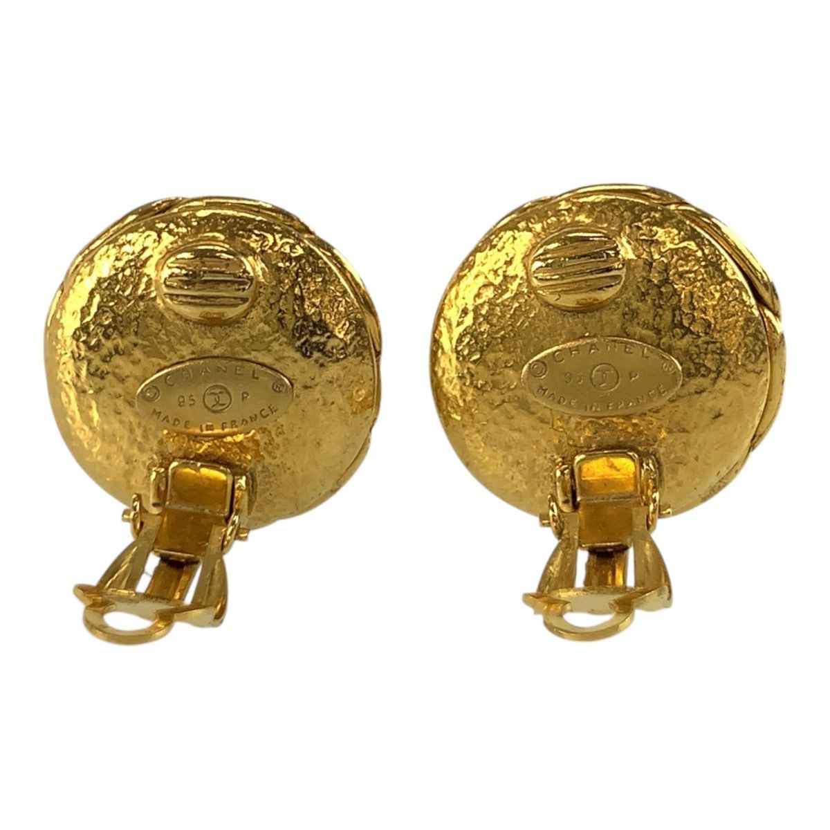 Chanel CC Logo Earrings Blue Gold Plated 95P — view 3