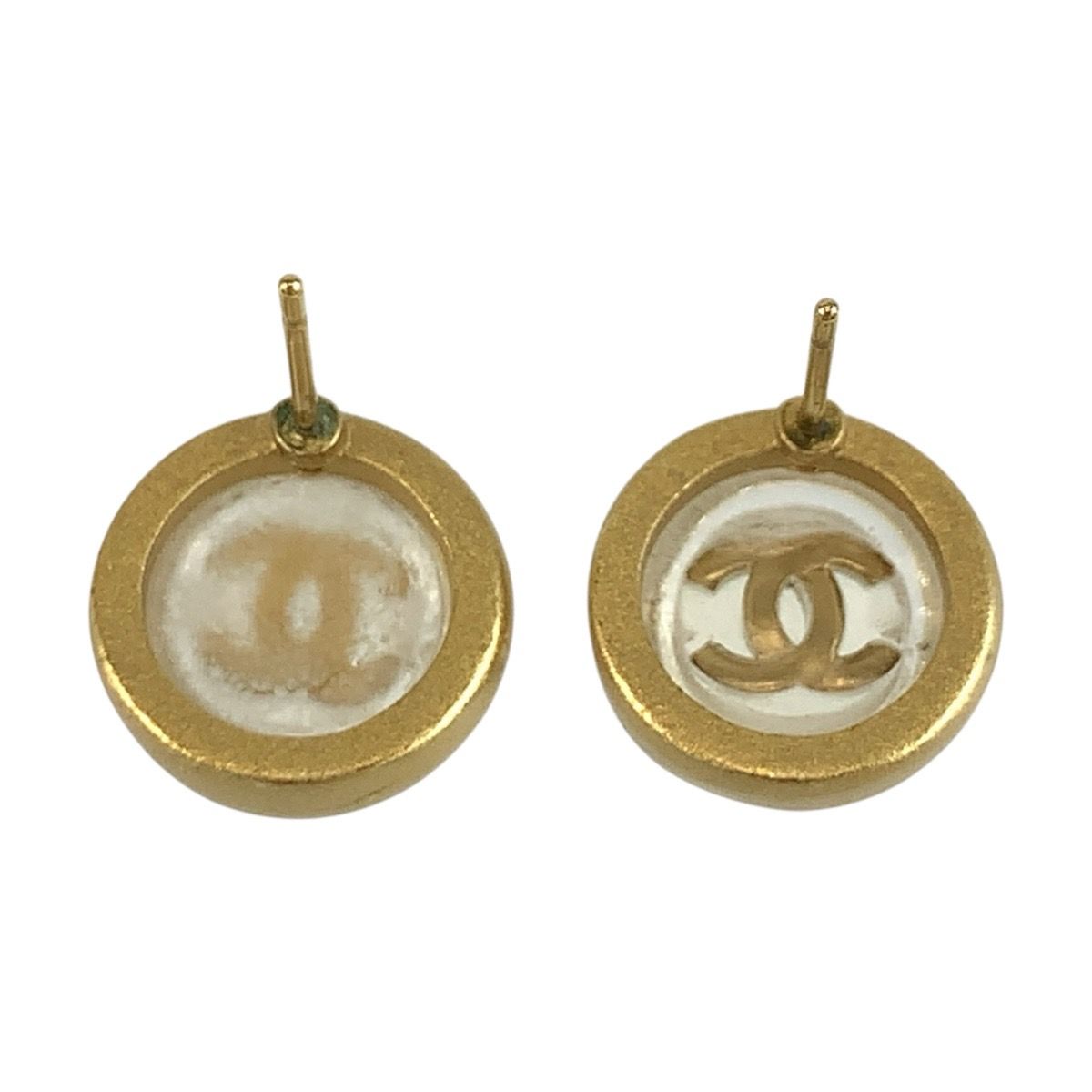 Chanel CC Logo Earrings Gold Plated — view 3