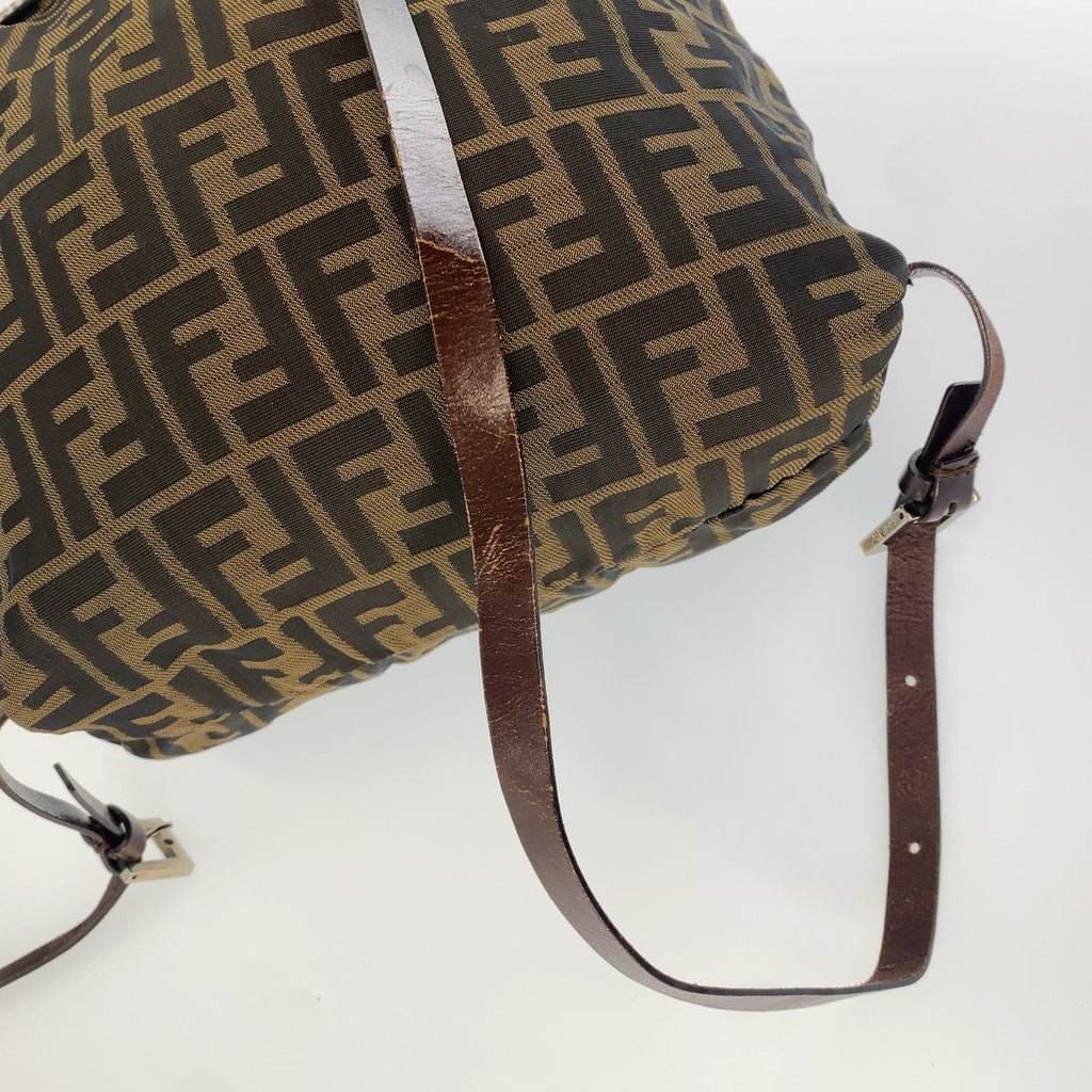 Fendi Zucca Pattern Backpack Brown Black Leather Nylon — view 5