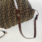 Fendi Zucca Pattern Backpack Brown Black Leather Nylon — view 5