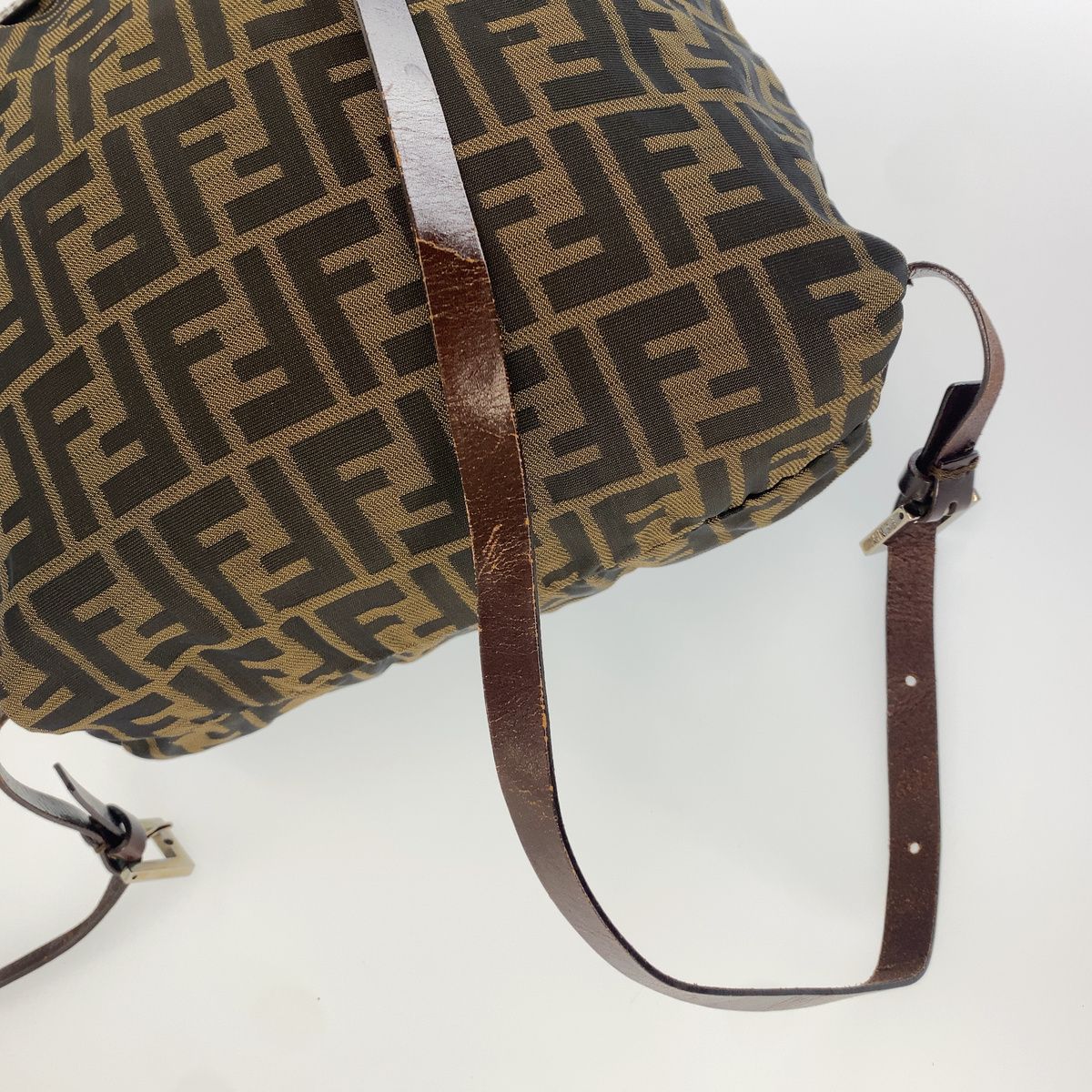 Fendi Zucca Pattern Backpack Brown Black Leather Nylon — view 5